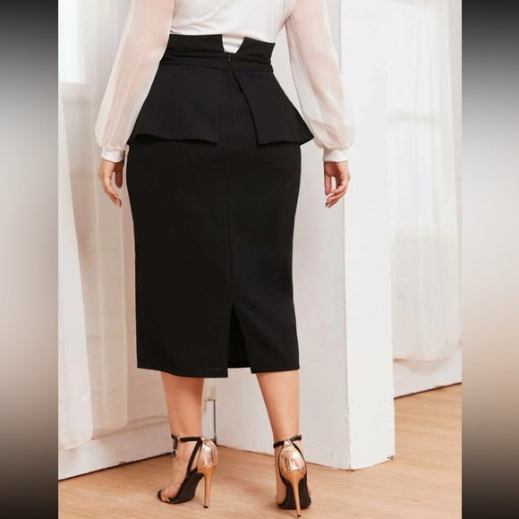 Chic High-Rise Elegant Peplum Pencil Skirt Sz 2XL (16) - Picture 5 of 10
